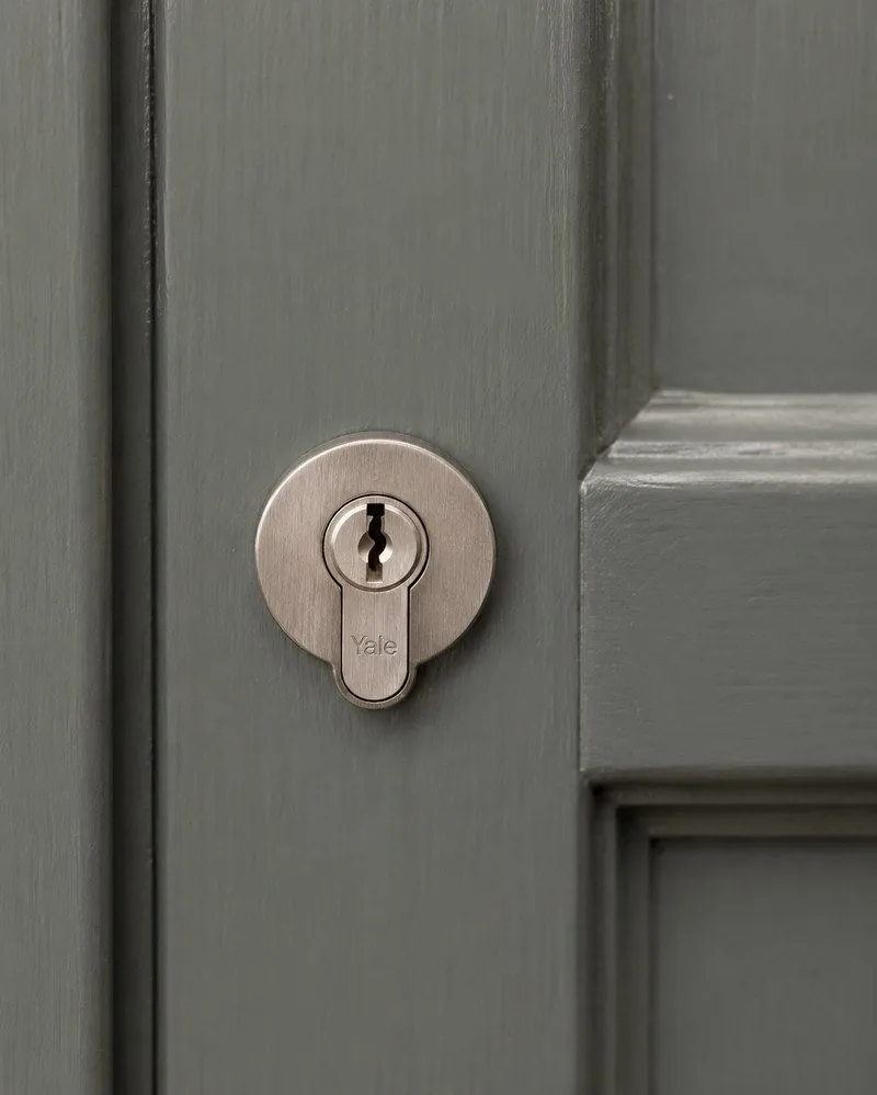 High-security lock fitted to a solid front door